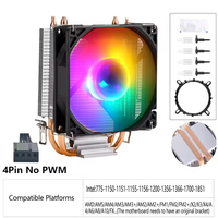 2 Pipa Panas Pendingin Udara CPU 90mm Ventilador Kuhler 4Pin Kipas Pendingin Heatsink untuk Prosesor Soket 115X 1200 1700 AM4/5 Radiator