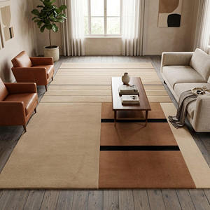 Tapis géométrique Bauhaus moderne |   Tapis linéaire de luxe sculpté à la main |   Tapis de salon géométrique aux tons terreux contemporains - Product Image 4