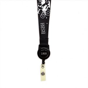 Cordón de poliéster personalizado con cordón elástico redondo y soporte para tarjeta de identificación, cómodo collar para credencial de identificación. - Product Image 1
