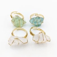 Bague réglable faite à la main de Style bohème 100% Quartz naturel Crustal Wire Wrapped Jewelry Offre Spéciale Raw Stock Fashion Rings