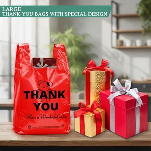 Sac de courses réutilisable et jetable pour supermarché, sac de remerciement rouge pour t-shirt - Product Image 2