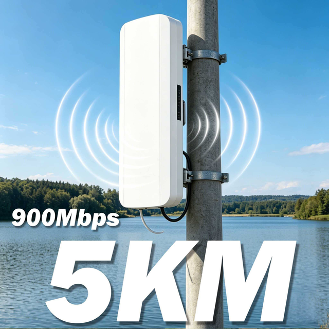 5KM Long Range Wireless WIFI Bridge Waterproof High Power 900Mbps 5.8G Outdoor IoT PoE Power Supply  Access Point WIFI