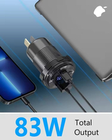 Cargador de Coche Universal de Aleación de Aluminio de 65W Tipo-C QC3.0 PD con Carga Rápida, 4 Puertos USB, 12-24V, LED, 1 Año de Garantía para Autos