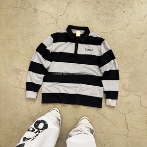 Custom Design Streetwear Rugby Polo Shirts Turn <b>Down</b> Collar Striped Long Sleeve High Quality Button Pu Long Sleeve Striped - Product Image 1