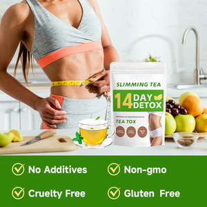 Clqq Thé amincissant bio pour le ventre 14 jours Plantes naturelles pour adultes Marque privée Déchets corporels vides - Product Image 2