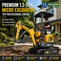 Envío Gratis KAISAN Mini Excavadora de 1.2 Toneladas con Giro Cero, Minibagger 1.2T, Mini Pelleteuse 1T para Alquiler en Europa y Trabajos de Paisajismo