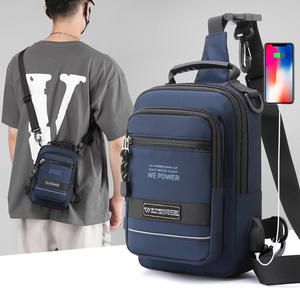 WePower Bolso de pecho para hombre, negro, impermeable, con carga USB, para uso deportivo, de ocio y viajes al aire libre - Product Image 5