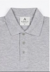 Polo Gris con Logotipo Personalizado Bordado |   Camiseta de Hombre de Algodón Piqué de Alta Gramaje |   Venta al por Mayor de Productos de Marca Privada en Gris Melange - Product Image 2