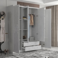 Lemari Pakaian Kayu Modern Ukuran Besar 2 Meter, Lemari MDF 4 Pintu, Lemari Pakaian Anak, Perabot Kamar Tidur, Promo Panas