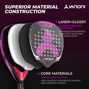 Raqueta de Pádel Caston Sports IANONI 3K Force Pro Morada/Roja 38mm 360g con Núcleo de EVA y Superficie Brillante de Fibra de Carbono en Forma de Diamante - Product Image 3
