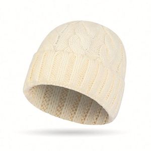 Winter New European American Solid Color Twist Ponytail Knit Beanie <b>Hat</b> Women Lady Fashion Warm Knitted <b>Hat</b> - Product Image 1