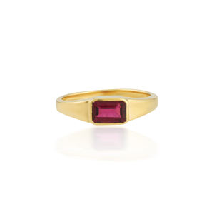 Anillo de sello de oro amarillo de 18 quilates más vendido con turmalina rosa, este anillo de sello fabricado en oro amarillo pulido. - Product Image 6