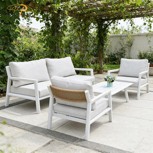 Ensemble de canapés d'extérieur en rotin moderne, mobilier de jardin, canapé d'extérieur modulable en aluminium 4 pièces pour patio, bord de piscine, villa - Product Image 5