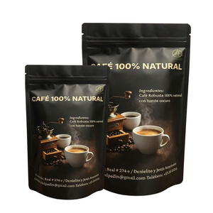 Custom Printed Food Bag Black Matte Pouches With Gold Print For Coffee Powder Packaging - Product Image 5