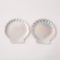 Assiette jetable durable en métal effet nacré vintage avec couvercle, 9 pouces, pour fournitures de fête