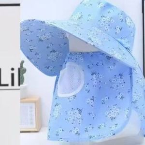 Women's Wide Brim Sun <b>Hat</b> <b>Purple</b> Plum Blossom Design Upf 50 Breathable Neck Protector For Outdoor Cycling Fishing Tea Picking - Product Image 4