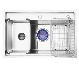 Évier de cuisine en acier inoxydable 304, cuve simple, noir mat, revêtement nano anti-traces de doigts, prix usine - Product Image 1