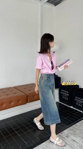 Jeans pour femmes grandes tailles, bleu clair, longueur <span class=keywords><strong>7</strong></span>/<span class=keywords><strong>8</strong></span>, style grand-mère, écologiques, respirants, séchage rapide, <span class=keywords><strong>taille</strong></span> haute, jambe large, tissu extensible en denim - Product Image 5
