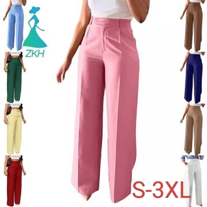 Nouveau <span class=keywords><strong>pantalon</strong></span> décontracté taille haute à jambe droite et <span class=keywords><strong>large</strong></span> pour <span class=keywords><strong>femme</strong></span>, style européen et américain - Product Image 1