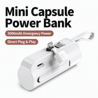 Mini station de charge rapide portable 5000 mAh 10 W pour téléphone portable, prise Type-C, cordon intégré, câble universel