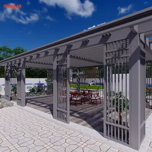 Outdoor Courtyard Garden Electric Louvered Gazebo Villa Outdoor Aluminum Alloy Awning Simple Leaning Wall Sunroom