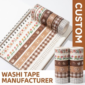 Produttore di Nastro Washi Personalizzato in Tonalità Calde, Nastro Decorativo con Motivi Floreali, Tulipani, Caffè, Quadretti e Griglie - Product Image 1