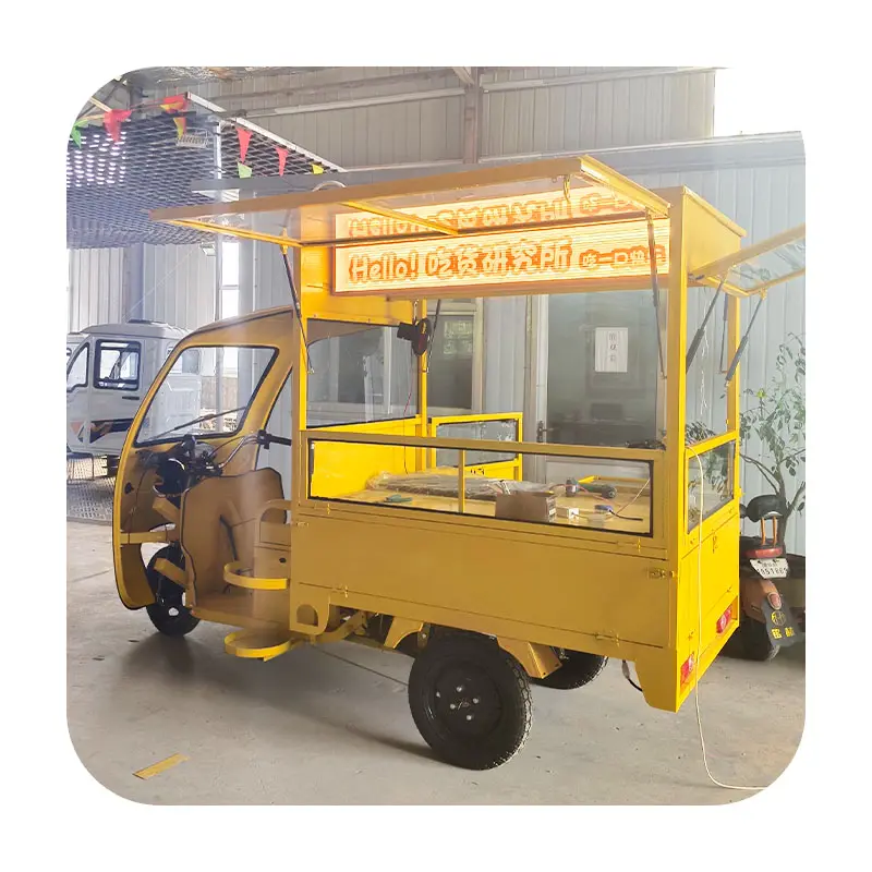 OEM Electric Cooking Dinner Kiosk Fast-Food-Wagen 3-Rad-Eis Hamburger Trucks Mobile Food Dreirad