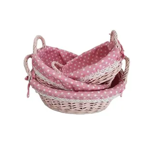 Petit panier de rangement pour aliments, corbeille à cadeaux en osier tissé à la main avec poignée, vente en gros, 10 pièces