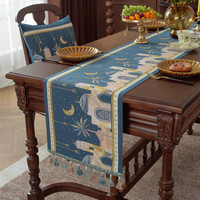 WML020 Nappe et chemin de table personnalisés en coton et lin jacquard teint en fil de haute qualité pour les fêtes