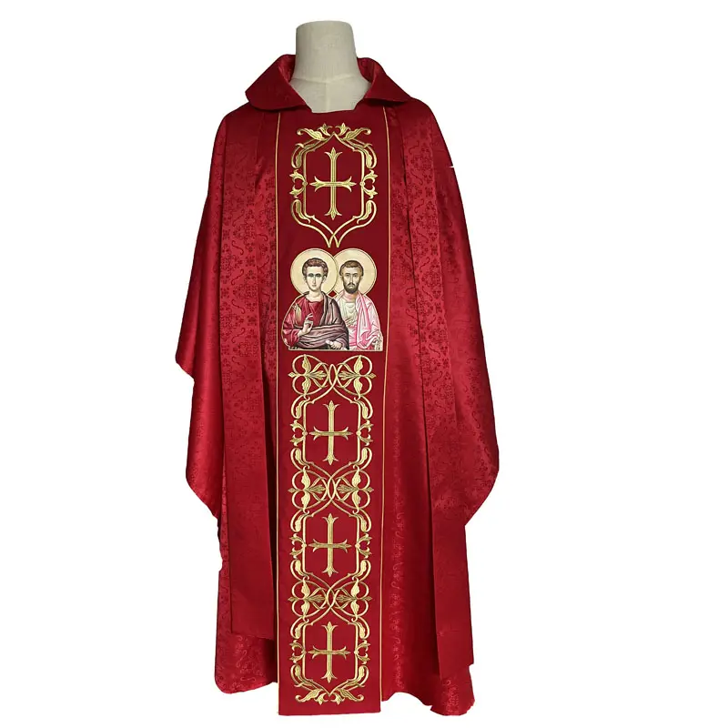 Rote Stickerei und Druck katholische Kirche Pater Chasuble mit unter Stola