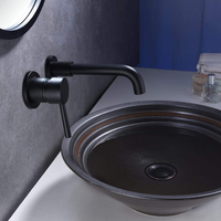 Keran Kamar Mandi Purorigin Modern Deck Mounted Single Handle Kiri, Finishing Kuningan Hitam Brushed