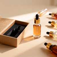 Flacon d'huile essentielle noir brillant avec bouchon compte-gouttes noir, fond antidérapant, 10 ml, 15 ml, 20 ml, boîte d'emballage personnalisable