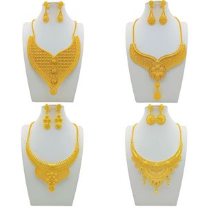 Ethnic 22k Gold Plated Crystal Trendy Flower Bridal Wedding Women's Jewelry <b>Sets</b> Necklace Earrings Ring <b>Bracelet</b> Dubai Setting - Product Image 1