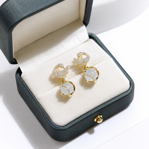 Nuevos Pendientes de Piedra Ojo de Gato Little Swan con Colgante de Alta Calidad y Pendientes de Diamantes a la Moda - Product Image 6