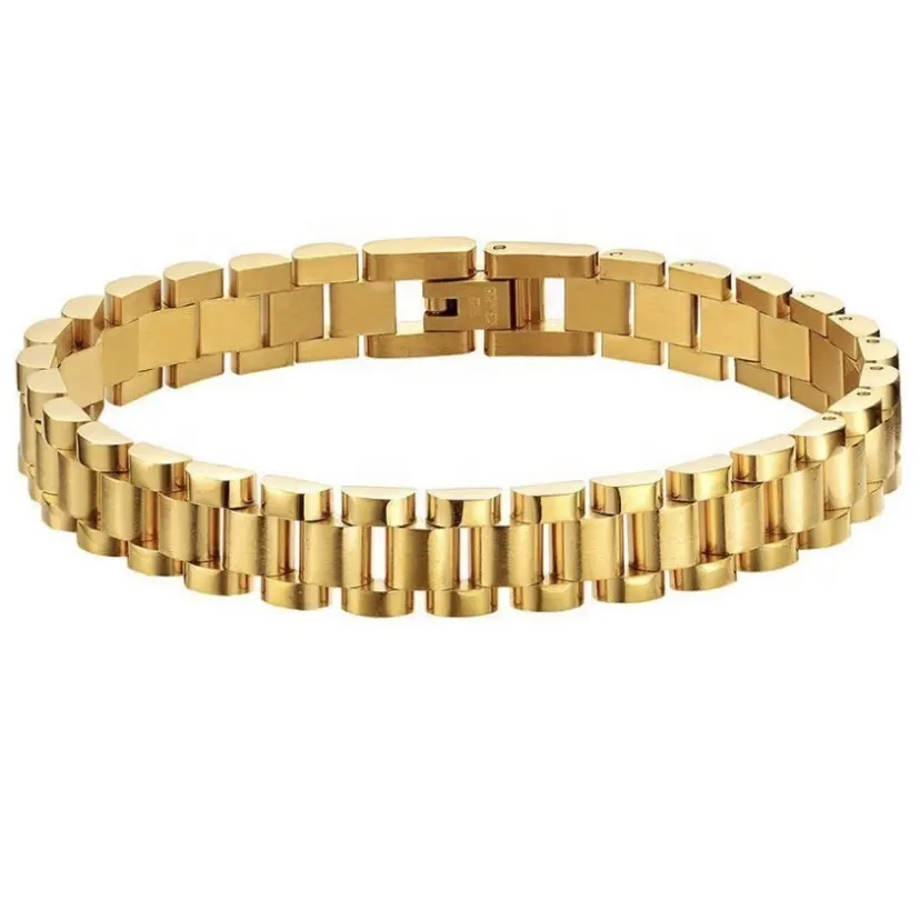 Großhandel Custom 10mm 15mm Armband Armband Edelstahl Metalls chmuck 18 Karat vergoldet Uhren armband Armband für Männer und Frauen