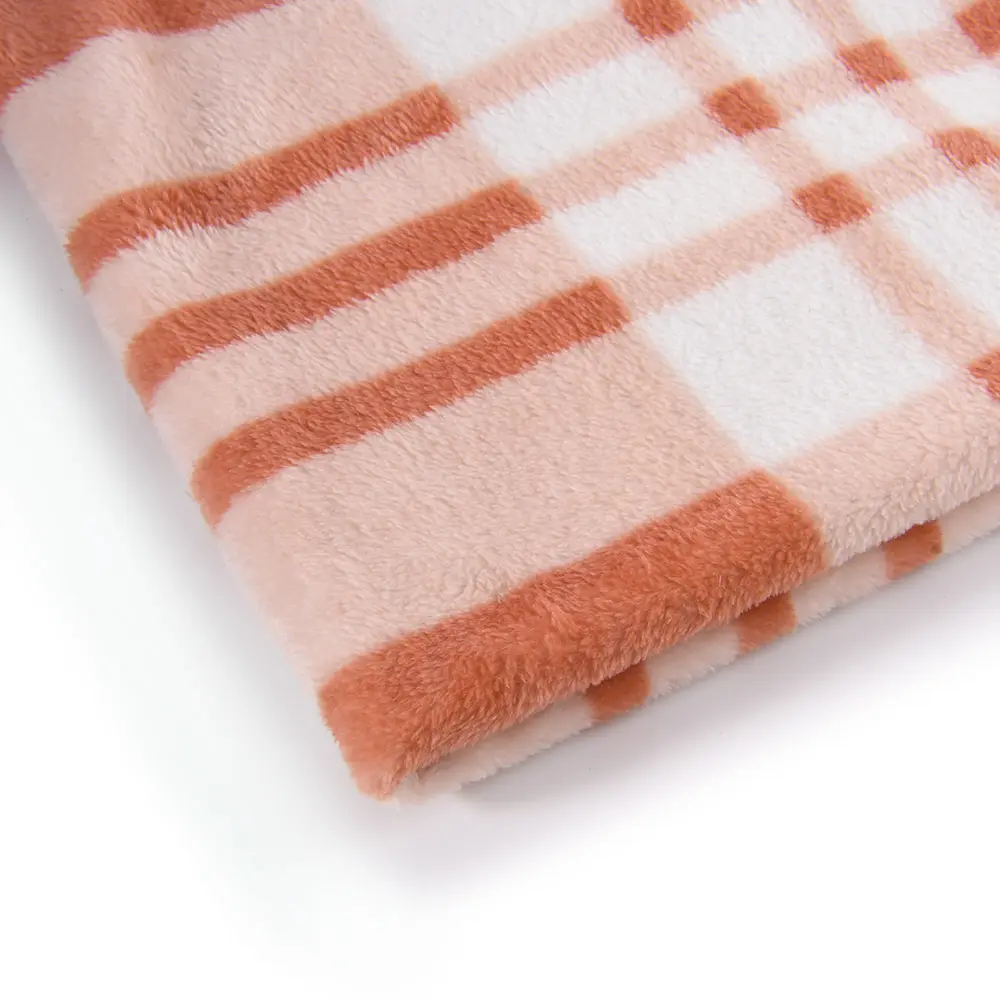Groothandel Knit Verven Deken Plaid 100% Polyester Gedrukt Dubbelzijdig Flanel Fleece Stof