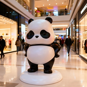 CS185 Lightweight FRP Polygonal Panda Sculpture Geometric Panda Artwork for Boutique Shop Mall Entrance Streetscape <b>Decoration</b> - Product Image 6