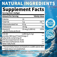 Gélules d'huile de poisson Oméga 3 à marque privée 1200mg EPA DHA Vitamine D3 1000 UI Acides gras Oméga-3 Complément alimentaire à base de plantes