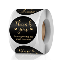 Rouleau d'autocollants de dessin animé en vinyle kraft avec impression d'autocollants de remerciement rouleau d'autocollant en papier adhésif rond personnalisé