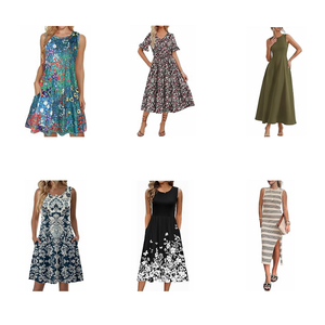 Robes décontractées pour femmes, été, emballage aléatoire, robe à bretelles sans marque, coton/polyester, robe d'été femme - Product Image 2