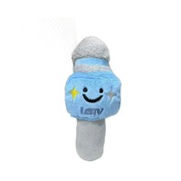 Jouet microphone en peluche mignon, accessoire de chant doux et rembourré, décor étoile souriante bleu vert jaune, pour cadeau, vente en gros