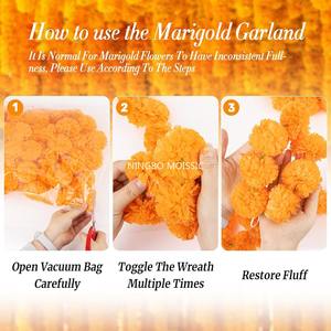 Guirlande artificielle de 1,5 m de marguerites indiennes pour décorations de mariage, Diwali et Jour des Morts – Élégance florale - Product Image 5