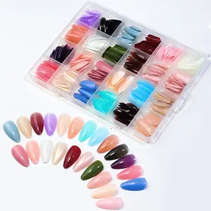 576pcs/box Colorful French Nail Art Set 24 grid Square Ballet Pointe Press on Nails Artificial False Manicure Nail Tips Set