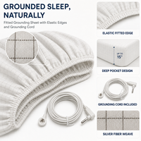 Drap plat de mise à la terre en coton biologique 90 % et argent conducteur 10 %, taille double, avec cordon de mise à la terre