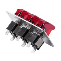 Panneau d'interrupteurs d'allumage pour voiture de course 3 voies DC12V avec LED rouge, couvercle de sécurité rabattable, interrupteurs à bascule en métal, panneau en aluminium