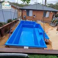 Piscine modulaire en fibre de verre de luxe, grande taille, pour jardin, avec panneaux de loisirs et d'exercice raffinés, jacuzzi extérieur, pour un style de vie de qualité supérieure