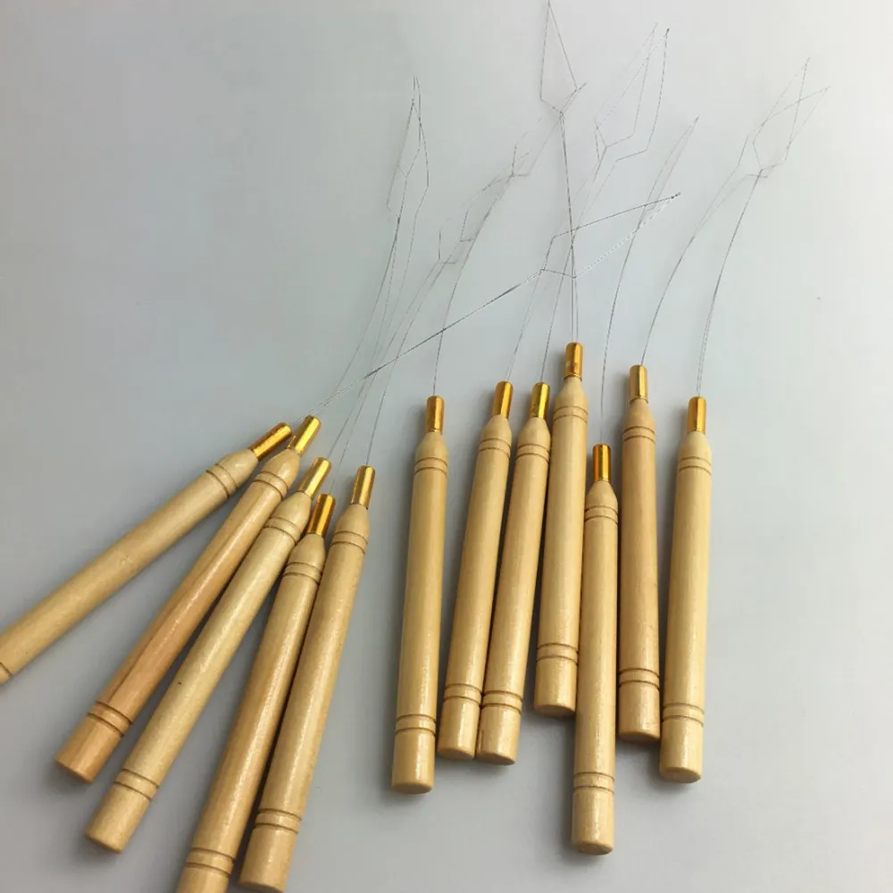 Нано-бусины с деревянной ручкой из нержавеющей стали для наращивания волос