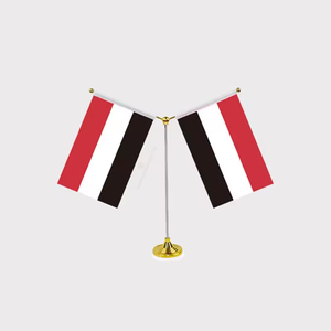 Drapeau de table en polyester avec support de bureau en acier inoxydable pour atterrissage personnalisé avec mât de drapeau de base pour table - Product Image 2