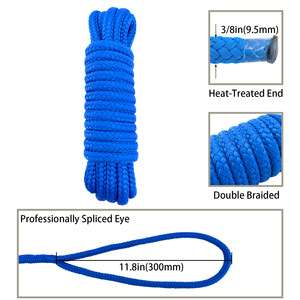 Cuerda de nylon trenzada azul de 3/8 pulgadas x 15 pies para uso en anclaje, remolque y amarre de embarcaciones - Product Image 4