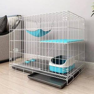 Hiện đại đa cấp trong nhà mèo lồng tiết kiệm không gian <span class=keywords><strong>Stackable</strong></span> dây sắt bao vây hệ thống có thể gập lại với khay nhựa Pallet - Product Image 3